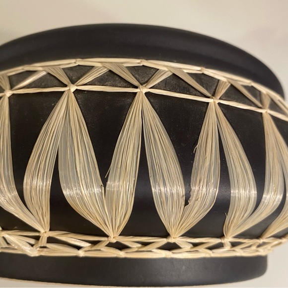 Vintage Raffia Wrapped Black Planter, Gmundner Keramik, Made in Austria - Picture 4 of 10